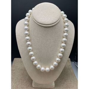 Faux Pearls Single Strand White 12-14mm Heavy Knotted Pretty Classy